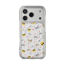 Clear Magnetic Phone Case — Cute Cat Emoji Pattern