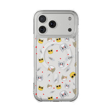 Clear Magnetic Phone Case — Cute Cat Emoji Pattern
