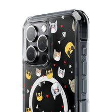 Clear Magnetic Phone Case — Cute Cat Emoji Pattern