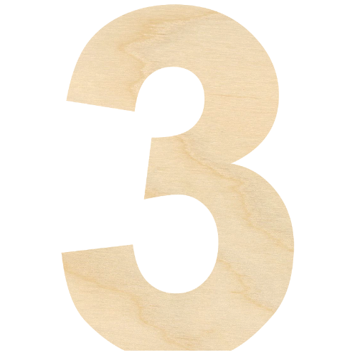 Wooden Stand Up Number-3- 22mm birch